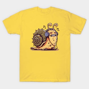 Stressed Snail Listening To Music T-Shirt